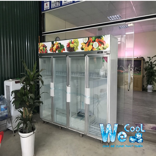 Tủ mát 4 cánh kính cửa mở